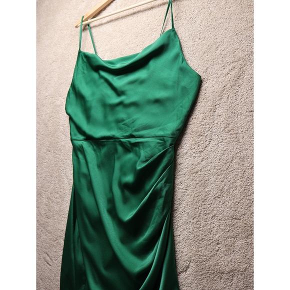 Floerns Emerald Green Satin Cowl Neck Draped Midi Dress Plus Size XXl Party Glam - Picture 12 of 12